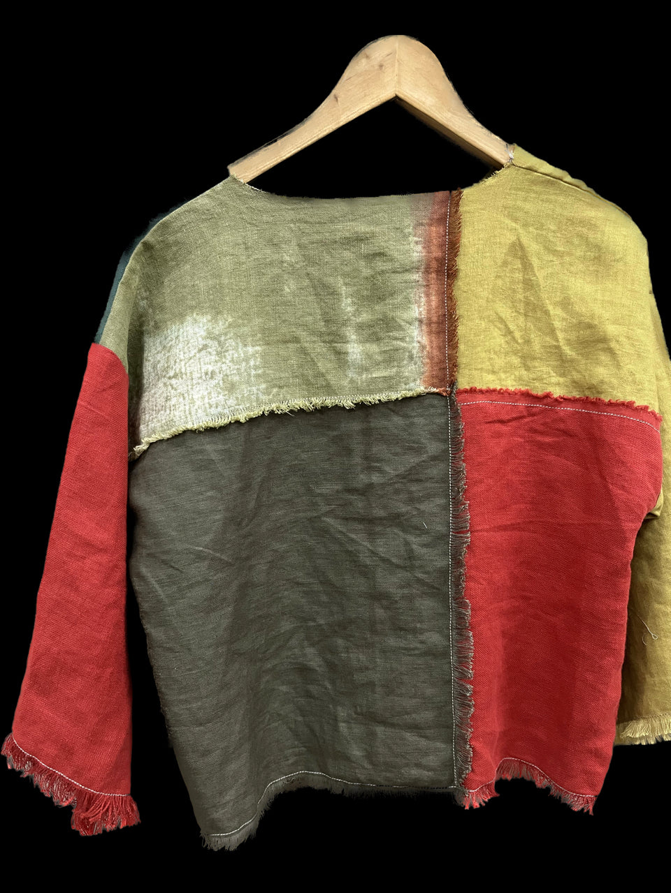 short patchwork linen jacket