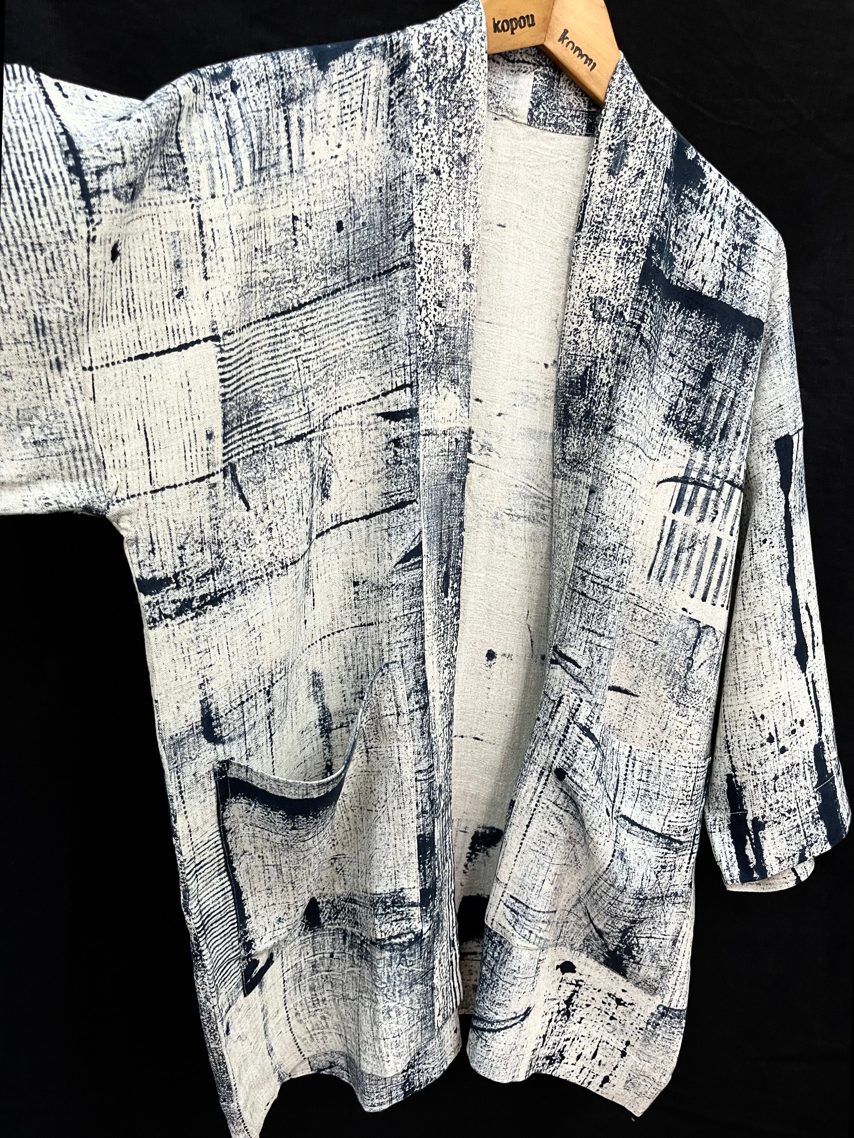 Texture patterned linen jacket