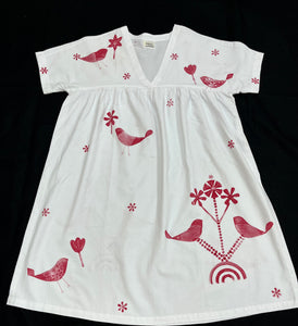 white and red  cotton dress