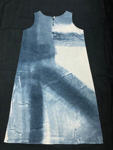 Abstract Blue Linen Dress